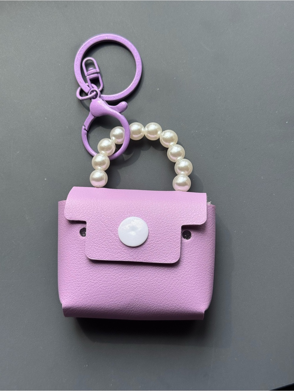 Purple Faux Leather Mini Purse Key Chain Bag Charm NWT